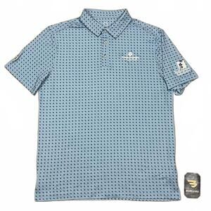 NWT Burlebo Mens Blue Texas Printed Performance Polo Shirt Size Medium